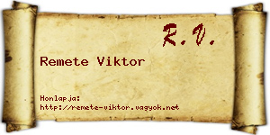 Remete Viktor névjegykártya